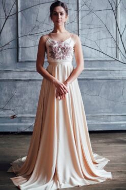 Elegantní společenské šaty Enid s květinovou výšivkou